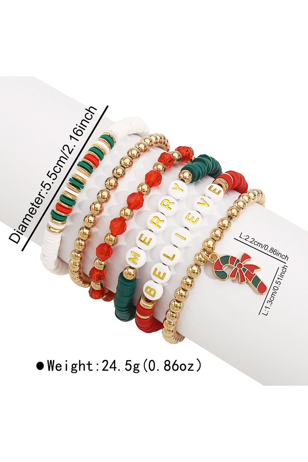 Christmas Tree Wreath Candy Cane Santa Claus Boots Letter Beaded Bracelets
