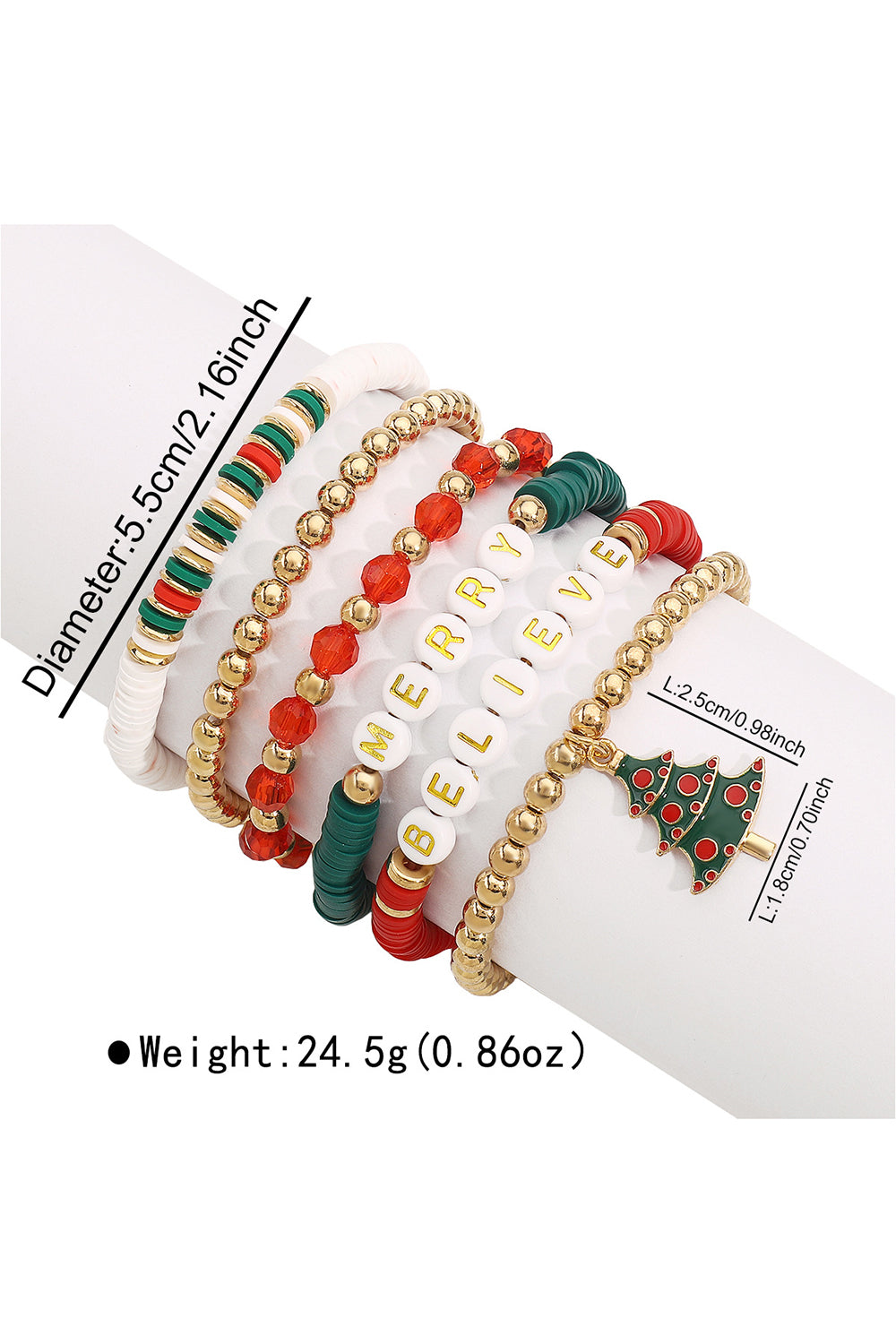 Christmas Tree Wreath Candy Cane Santa Claus Boots Letter Beaded Bracelets