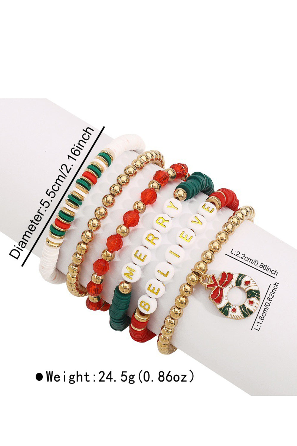 Christmas Tree Wreath Candy Cane Santa Claus Boots Letter Beaded Bracelets