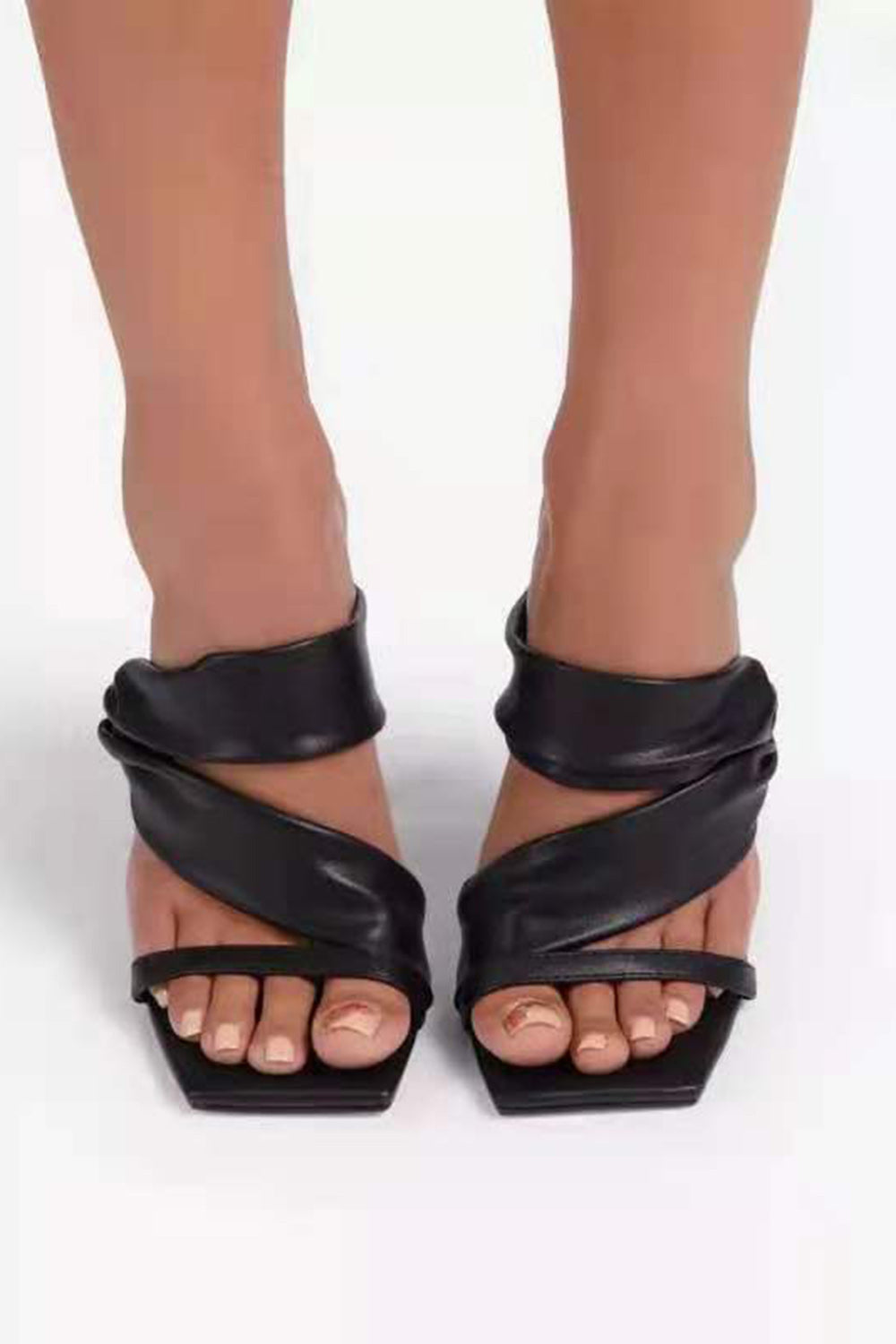 Party Solid Color Square Toe High Heeled Sandals