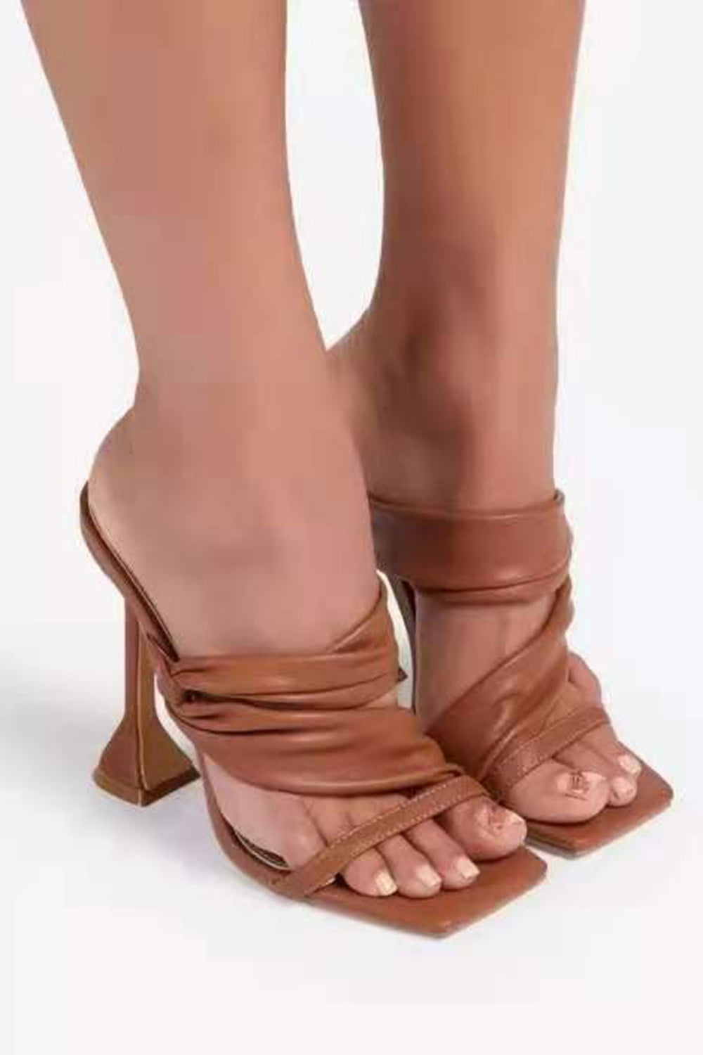 Party Solid Color Square Toe High Heeled Sandals