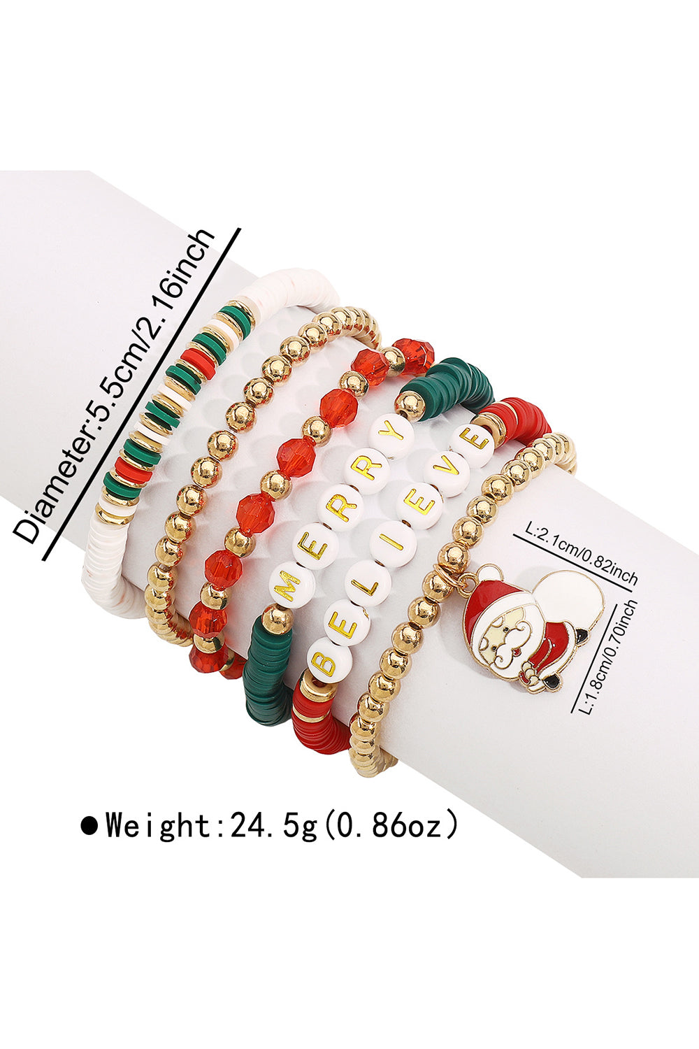 Christmas Tree Wreath Candy Cane Santa Claus Boots Letter Beaded Bracelets