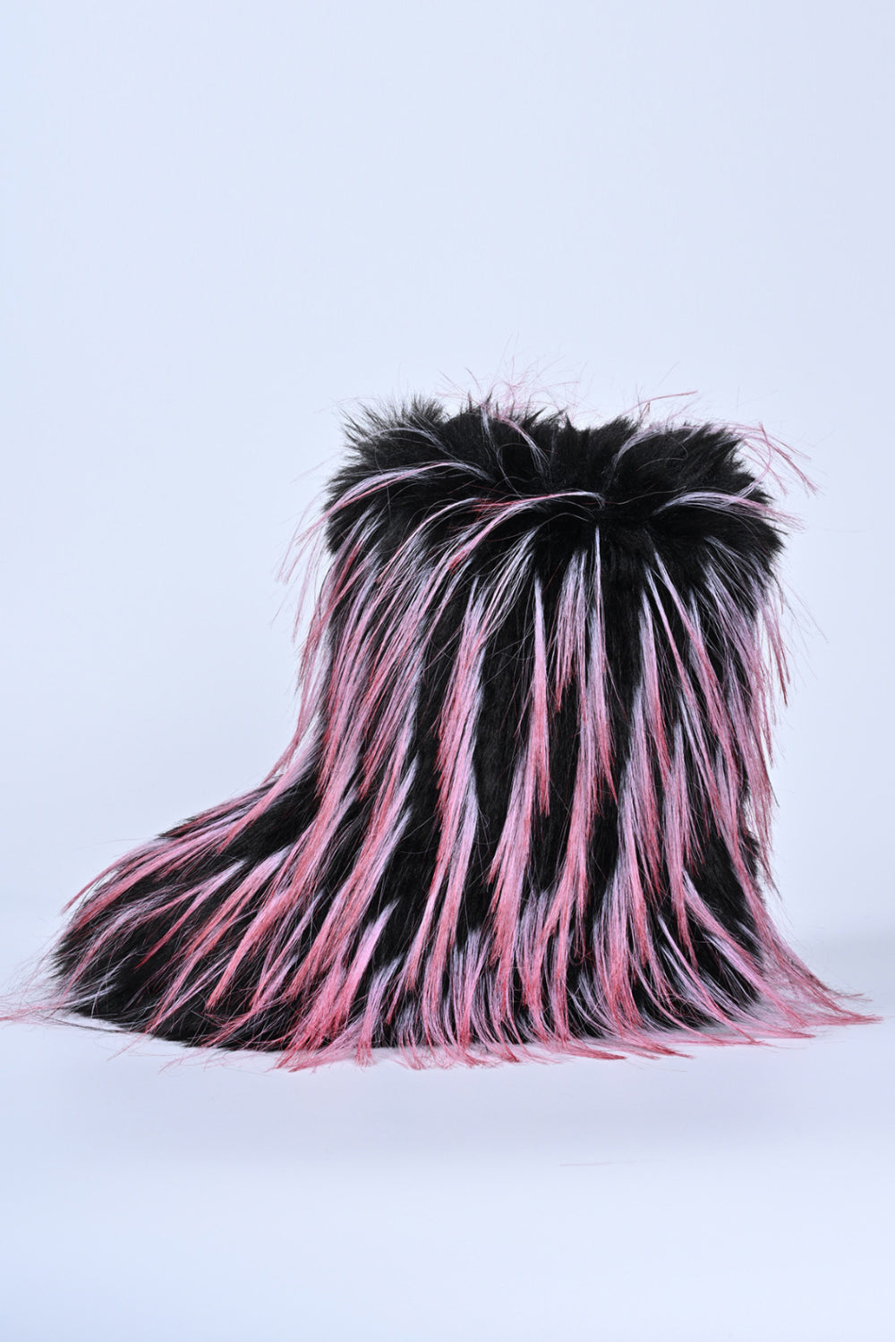 Festival Pink Ombre Furry Faux Fur Platform Round Toe Mid Calf Boots