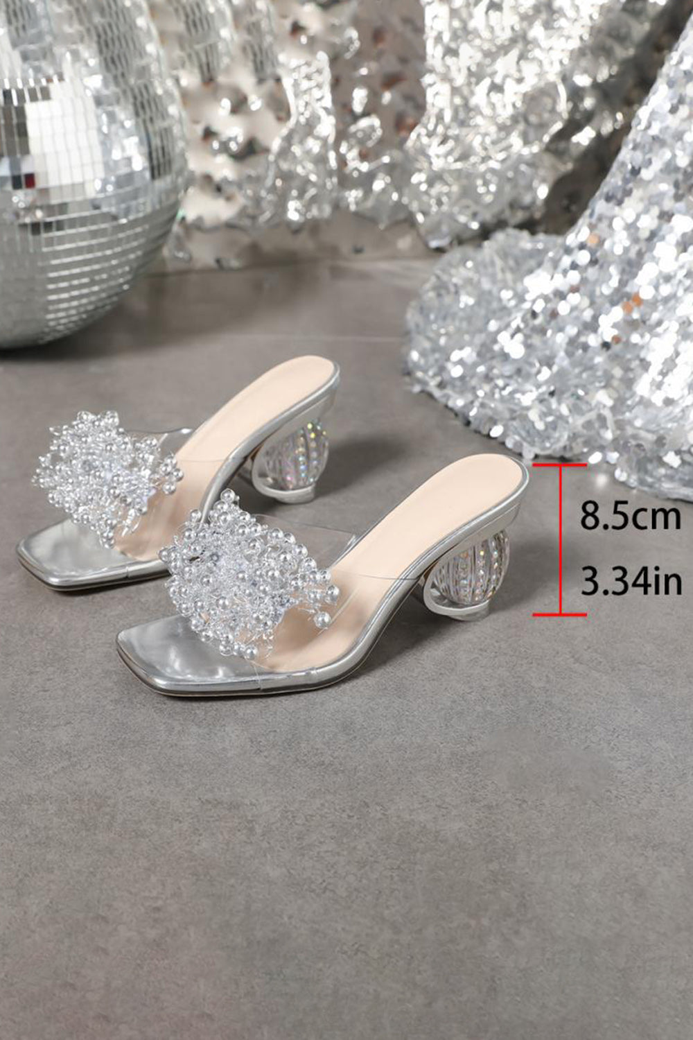 Party Rhinestone Flower Decor Square Toe High Heel Sandals
