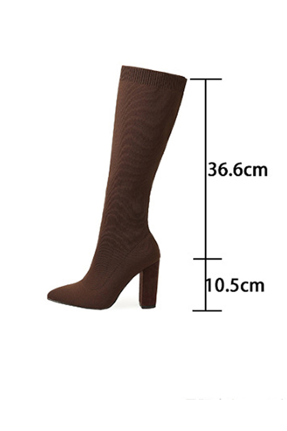 Elegant Solid Color Pointed Toe Chunky Heel Knee High Knitted Boots