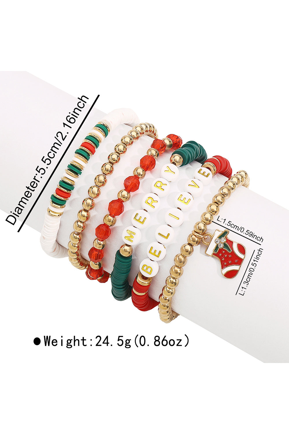 Christmas Tree Wreath Candy Cane Santa Claus Boots Letter Beaded Bracelets