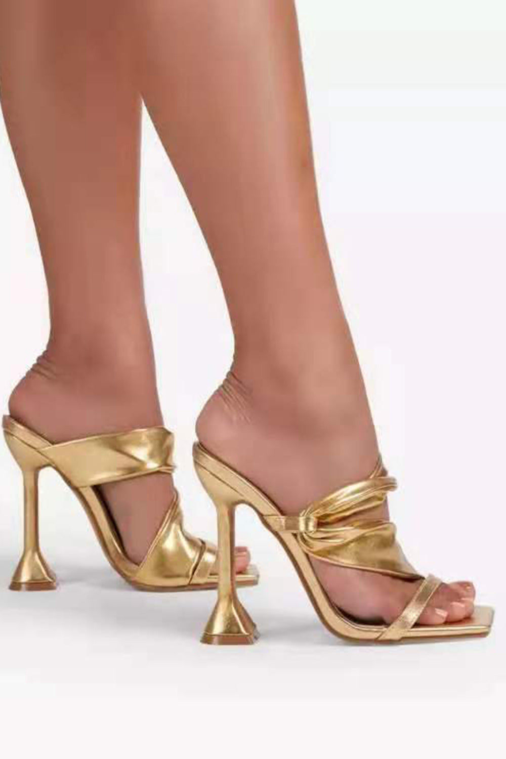 Party Solid Color Square Toe High Heeled Sandals
