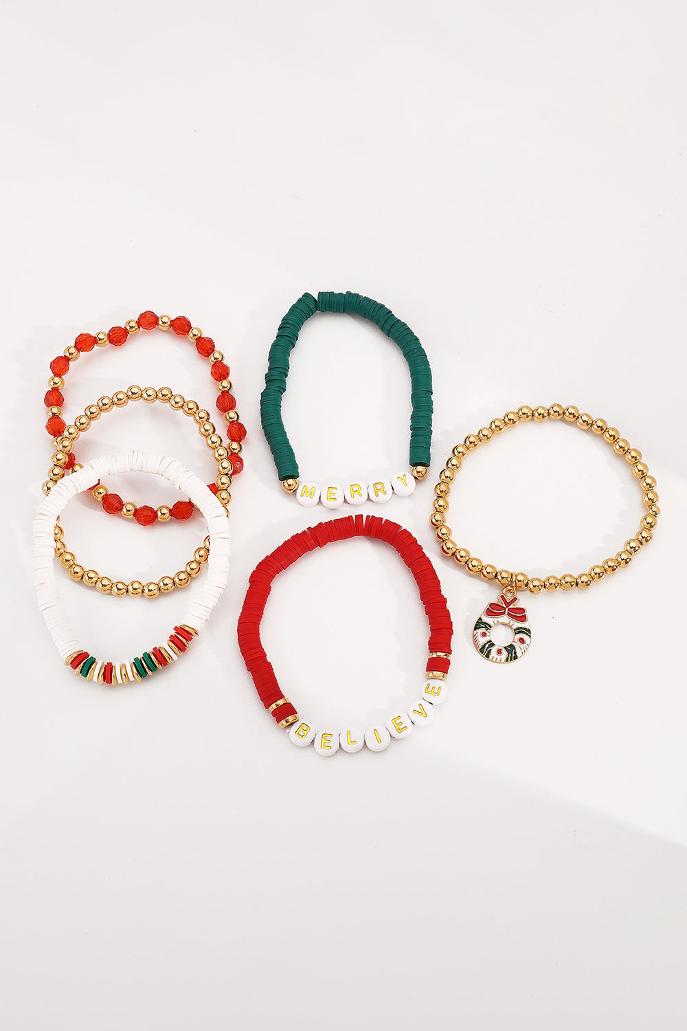 Christmas Tree Wreath Candy Cane Santa Claus Boots Letter Beaded Bracelets
